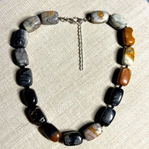 Semi precious beaded necklace about 18 inches adjustable